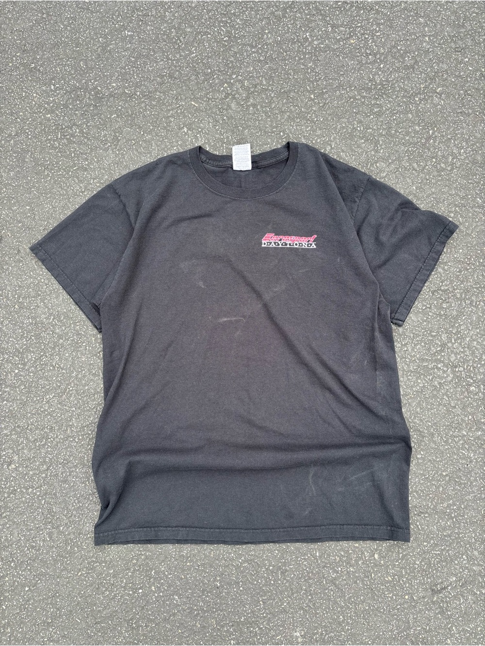 Jerzees Black Short Sleeve Tee with Pink Chest Logo